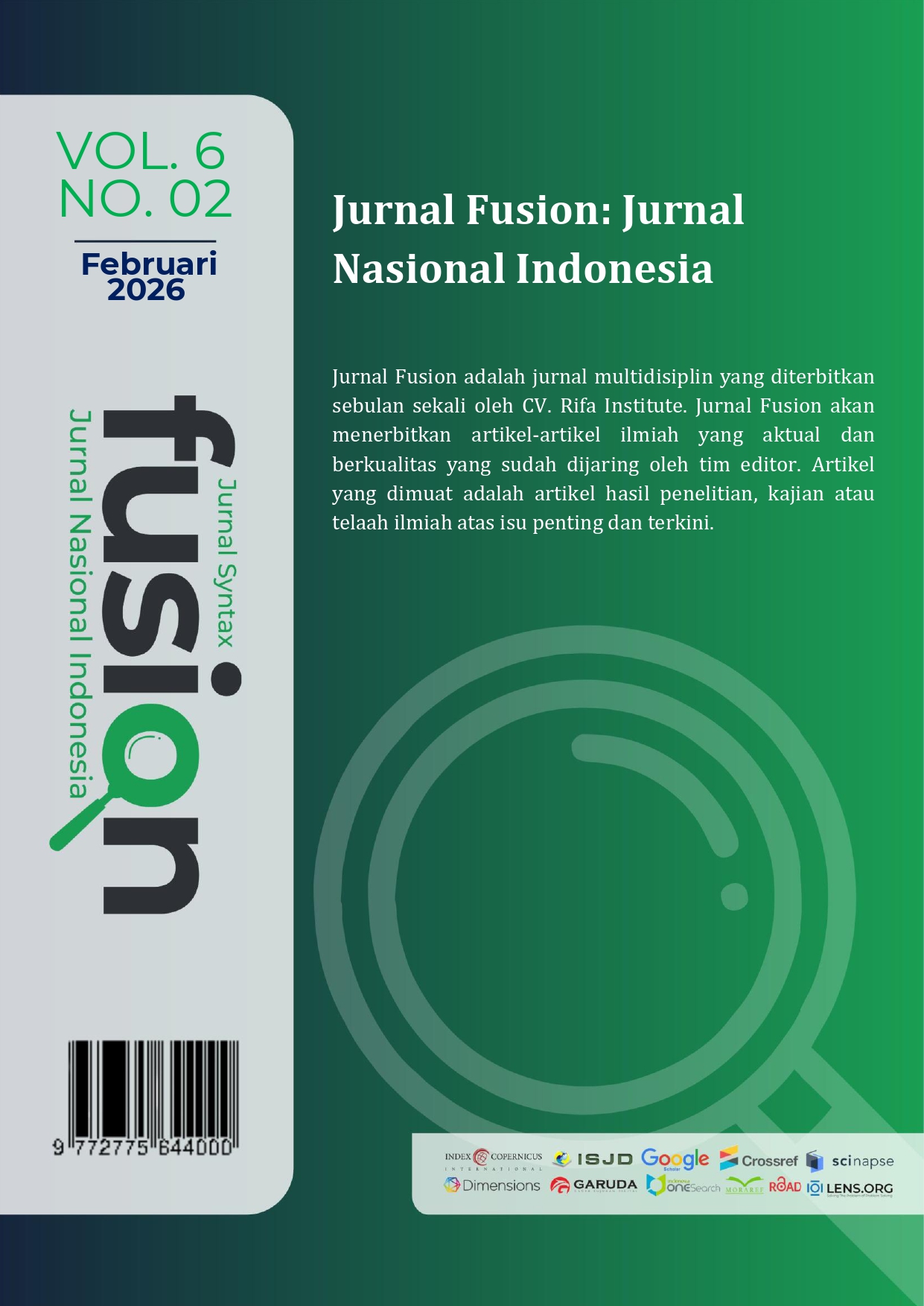 					View Vol. 6 No. 02 (2026): Jurnal Fusion: Jurnal Nasional Indonesia
				